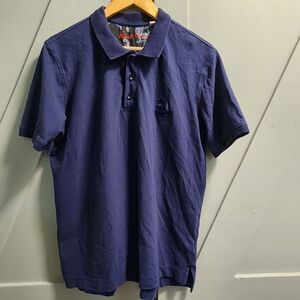 Robert Graham Men's Sz M Classic Fit Polo Navy Blue Shirt Embroidered Skull Rose